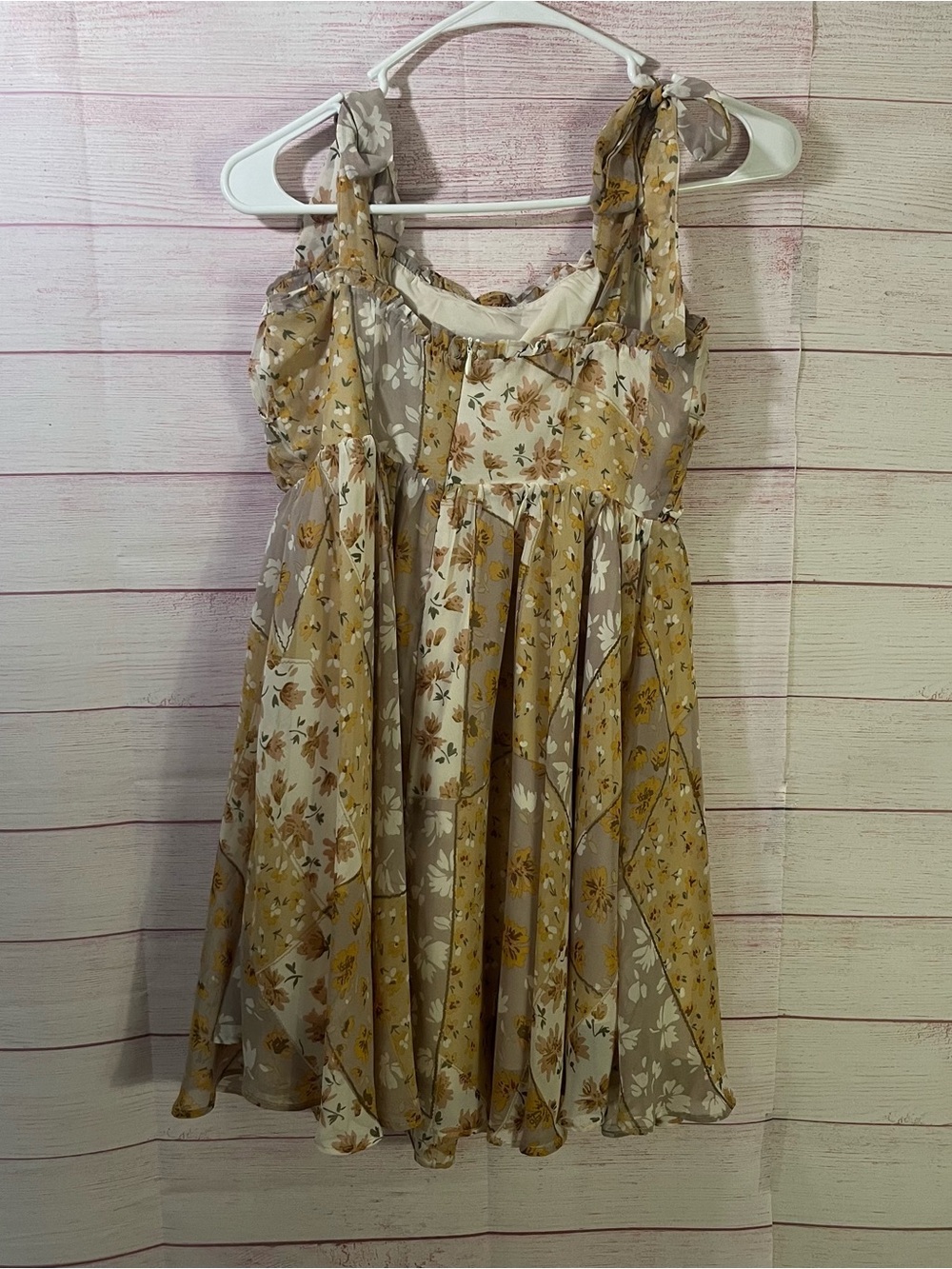 Hello Molly Floral Shoulder Tie Mini Dress Size 4 - Picture 8 of 8